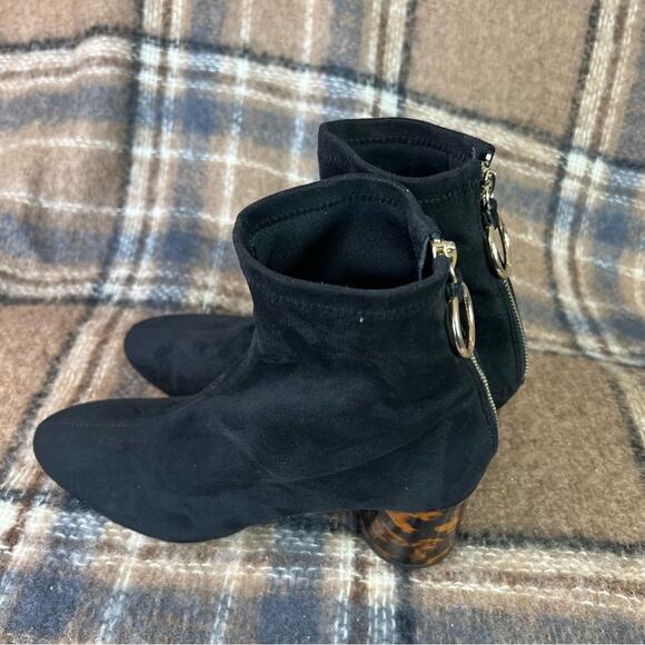 Zara Boots Womens EU 39 Black Tortoiseshell Heeled Ankle Ring Zipper Handle - Picture 8 of 12